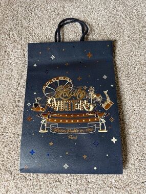 Louis Vuitton Navy and Gold Branded Shopping Tote Gift Bag -Christmas Edition